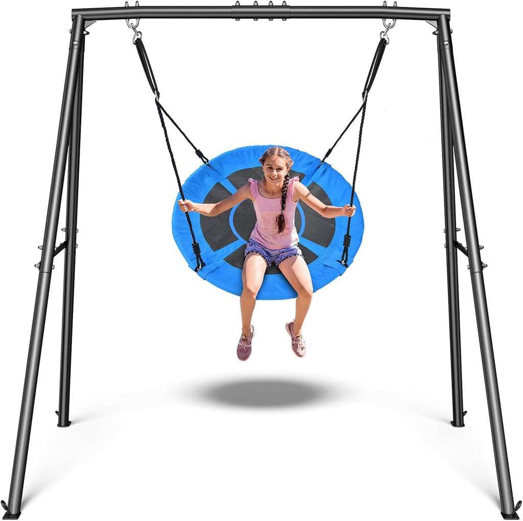 Saucer Swing with Frame for Kids Outdoor, 440lbs Swing Set with Heavy Duty Metal Stand for Backyard, Outdoor Kids
