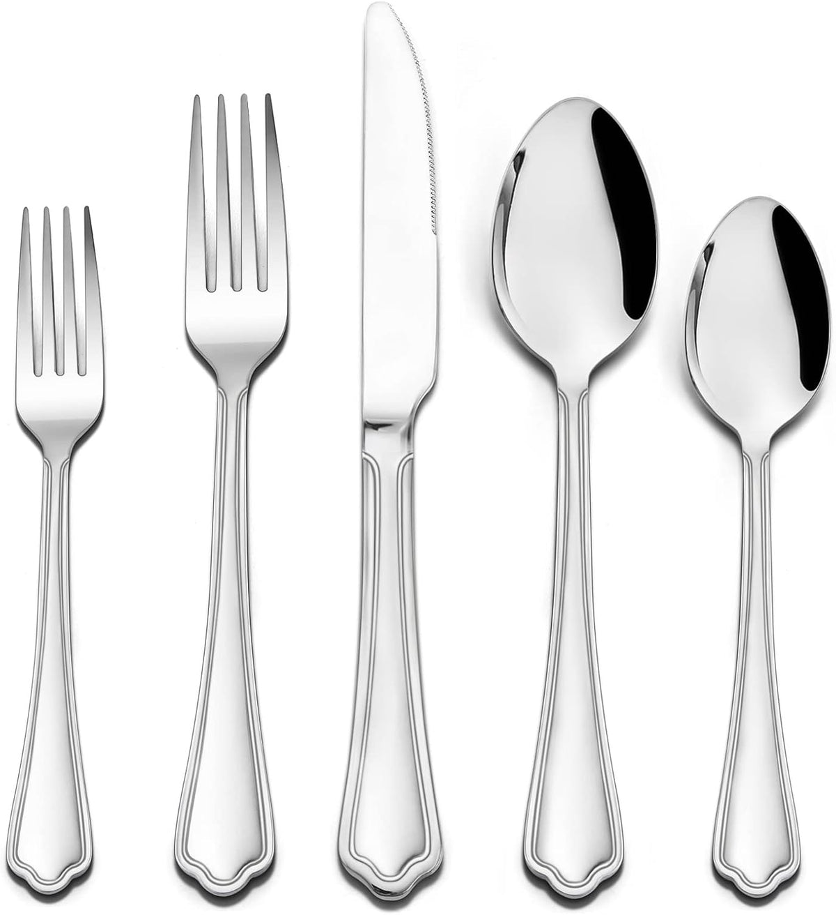 60-Piece Silverware Set for 12, Stainless Steel Flatware, Heavy Duty