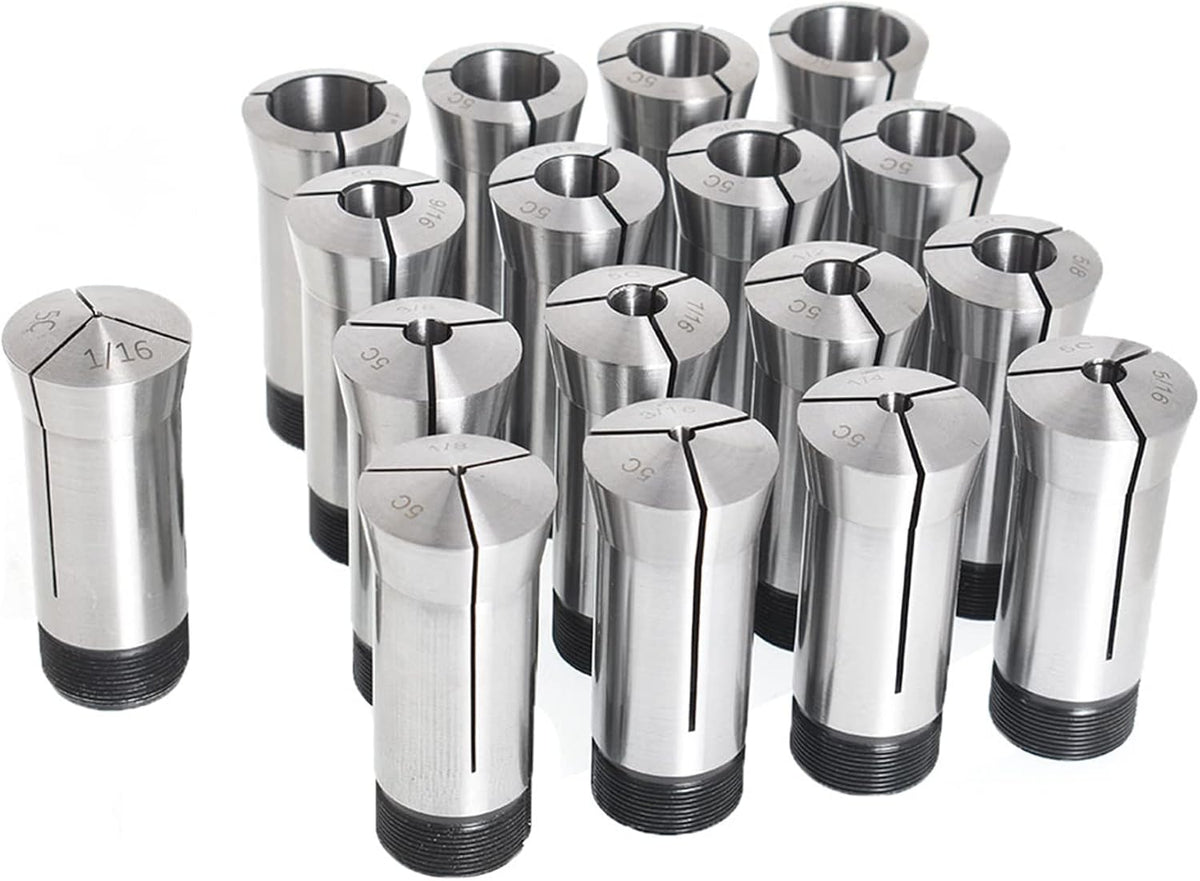 waltyotur 5C Collet Set 1/16-1-1/16" 5C CNC Milling Machine Tools 17 Pcs
