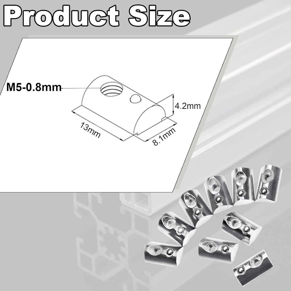 M5 T Nut Roll-in Spring Loaded 3D Printer Replacement Tiny Nuts