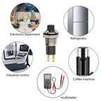 DIYhz Momentary Push Button Switch, Lockless Mini 10mm Round DC24V 0.5A Black Cap 5PCS