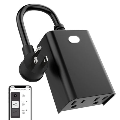 WiFi Outdoor Smart Plug, Smart Plugs that Work with Google Home for Voice Control, Wireless Remote APP Control Smart