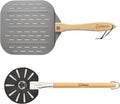 Perforated Aluminum Metal Pizza Peel with Foldable Wood Handle for Easy Storage (12 inch) and Pizza Turning Peel