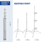 9.2ft/2.8m Stainless Steel Light Stand, Spring Cushioned Heavy Duty Photography Tripod Stand with 1/4” to 3/8”