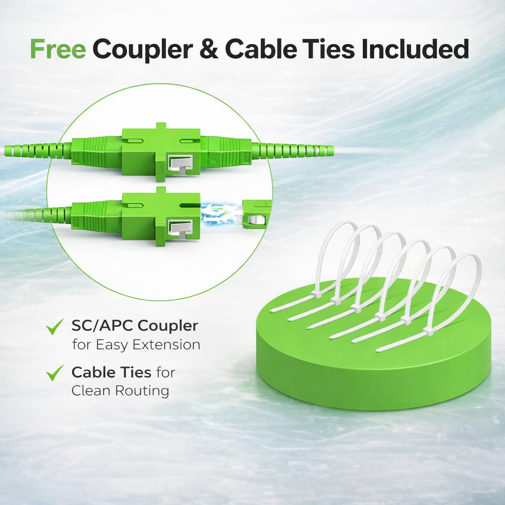 Armored SC/APC to SC/APC Fiber Optic Internet Cable 5 m 16 ft