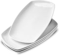 White Rectangular Plate Set, Ceramic Large Serving Platters, 12 Inch Dessert Trays for Party, Entertaining, Food