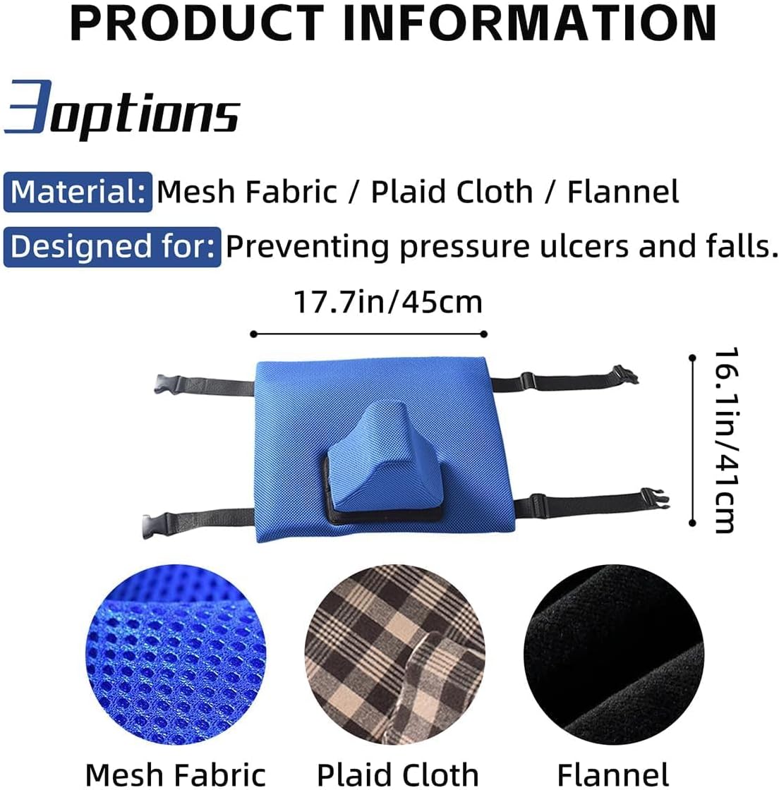 Anti-Slip Wheelchair Seat Cushion for Seniors and Disabled Patients, Prevent Leg Slippage Seat Pad with Adjutable