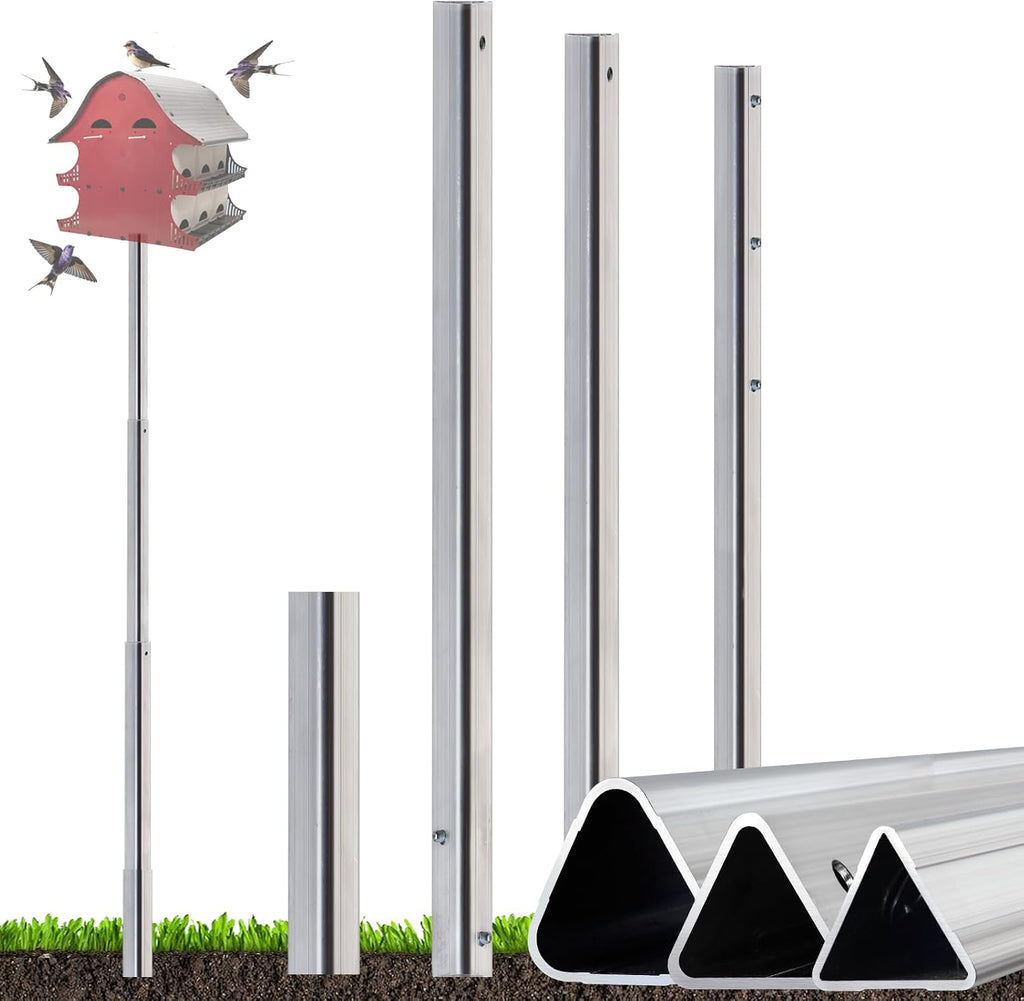 12FT Triangular Purple Martin House Pole, Only Compatible with S&K Purple Martin Houses (12 & 16 Rooms), House Not