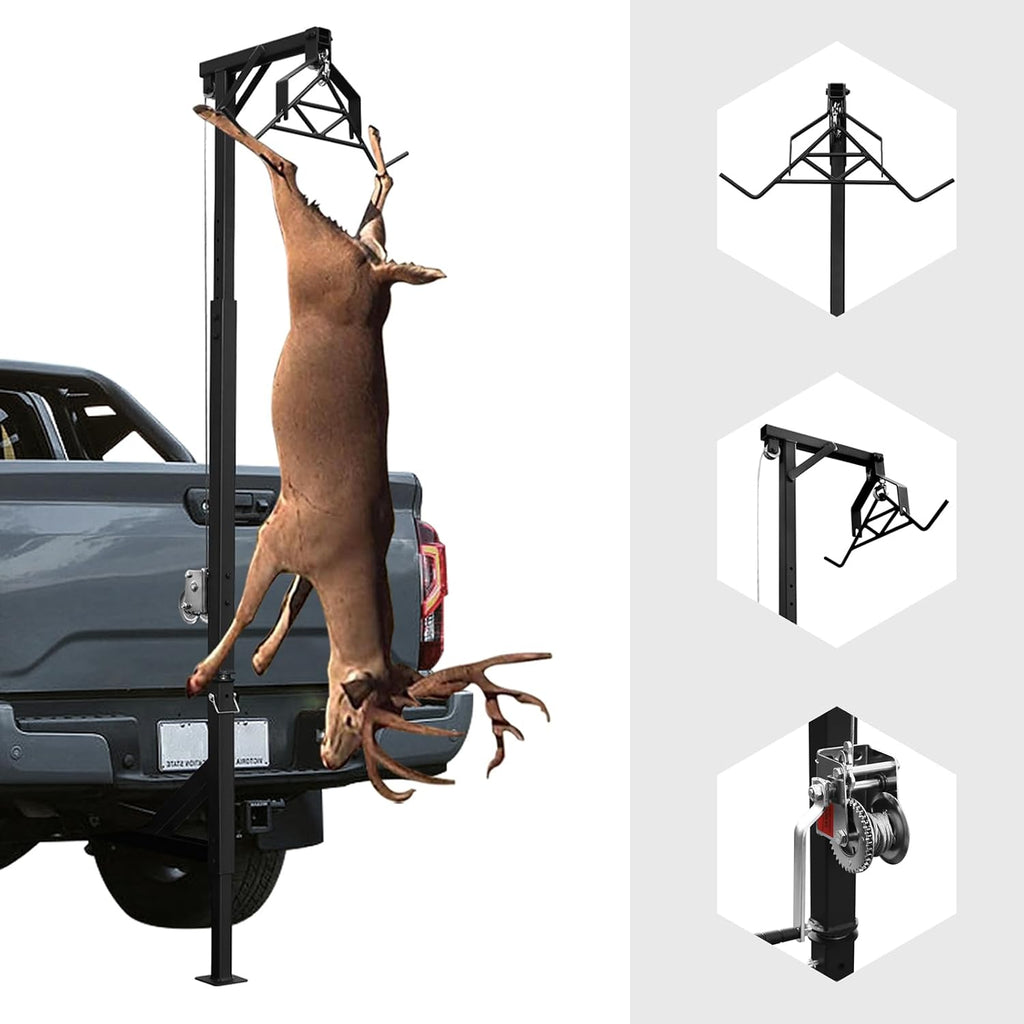 Hitch Mounted Deer Hoist, 600lbs Capacity Deer Hoist Height Adjustable Hanging Game Hoists Game Hoists Complete Kit