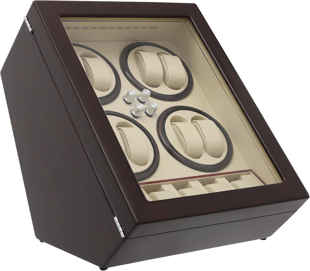Professional 8+5 Watch Winder with 4 Custom Modes, Near Silent 10dB, LED Display Case | Automatic Watch Winder for