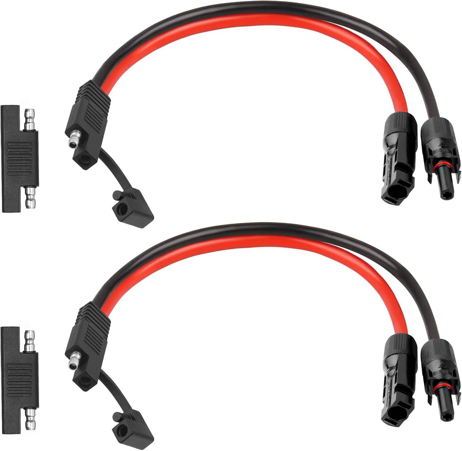 10AWG SAE to Solar Panel Connector Cable 1FT 2PCS, Heavy-Duty Tinned Copper, Solar Extension Cable with SAE Polarity