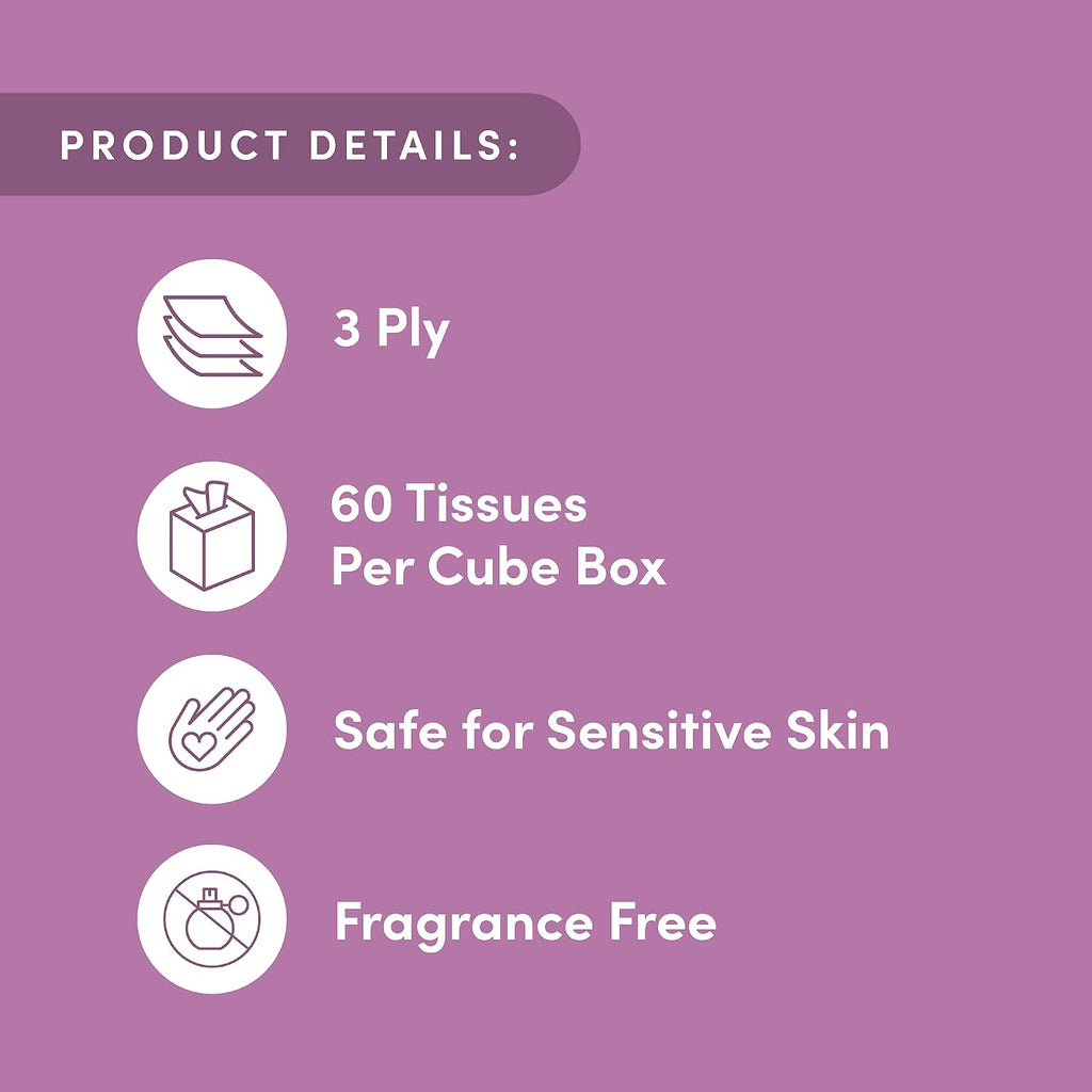 100% Bamboo Facial Tissues, 3-Ply, FSC Certified, 12 Pack, 60 Sheets Per Box, 720 Total