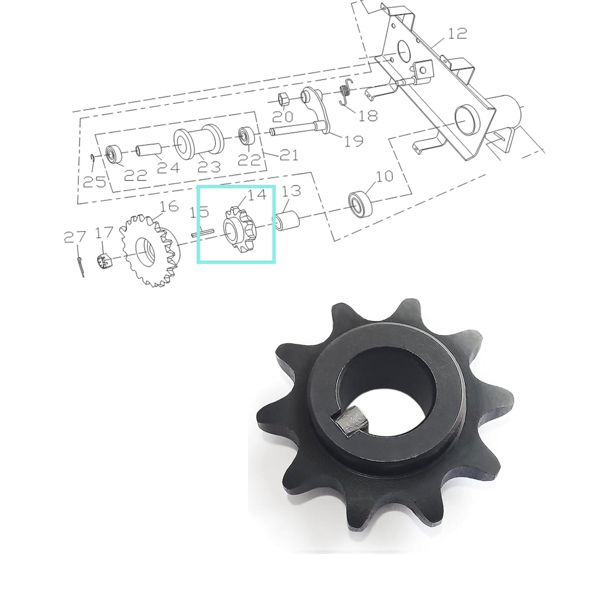 #40/41/420 Chain Sprocket 10 Tooth Sprocket 5/8'' Bore 3/16" Keyway
