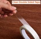 Removable Clear Double Sided Sticky Tape - No Residue, 0.7 Inches x 13 Yards (3 Rolls)