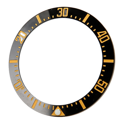 Watch Bezel Insert, 40mm Ceramic Watch Bezel Ring Repair Replacement Accessory for Watchmaker (Gold Character Black