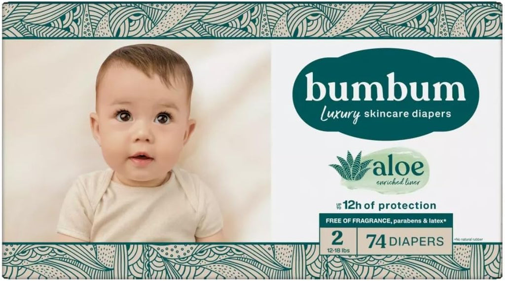 Bum~Bum Diapers, Size 2, 74 Count, Fragrance-Free