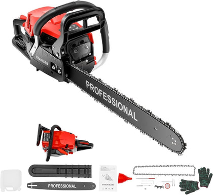 58cc Gas Chainsaw, 20 Inch Gas Powered Chainsaws with Tool Bag, 3.6HP 2-Cycle Handheld Cordless Petrol Gasoline Chain