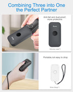 Portable Mini 1D Bluetooth Barcode Scanner with Case, Black