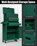 4-Drawer Rolling Tool Chest, 2-in-1 Storage Toolbox, Army Green