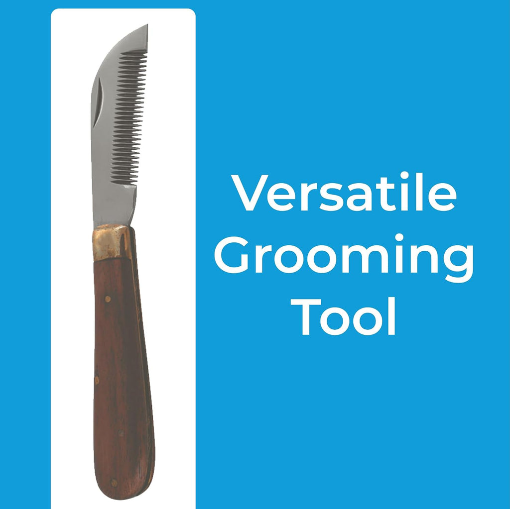 Mane & Tail Comb for Horses – Heavy-Duty, Ergonomic Design with Fold-Up Thinning Comb for Easy Carry & Wooden Handle