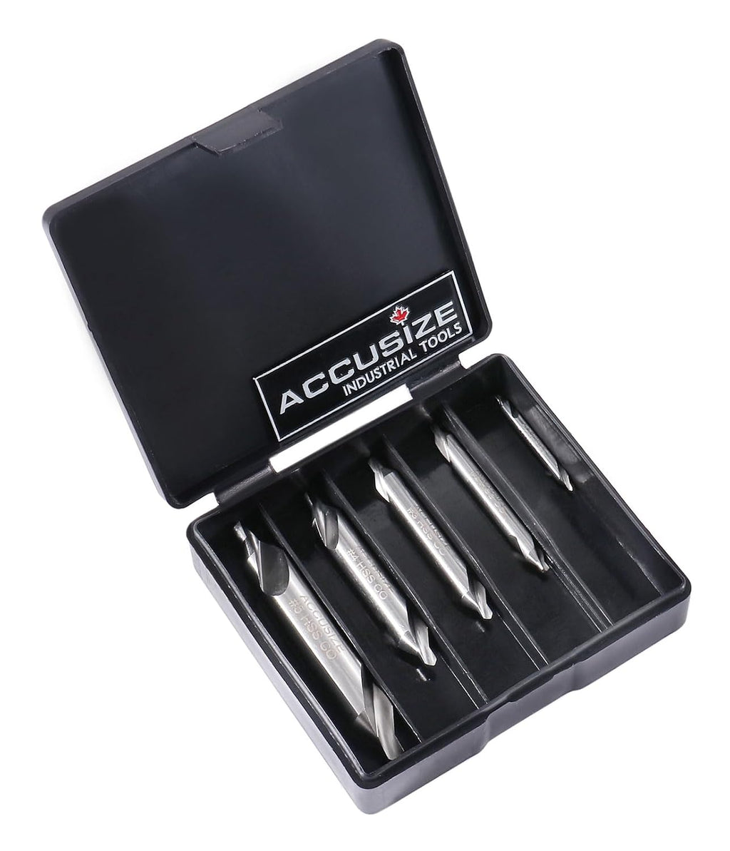 Accusize Center Drill Set, #1-#5, 3/64"-3/16", 5-Pc, M42 Cobalt, 0556-5500