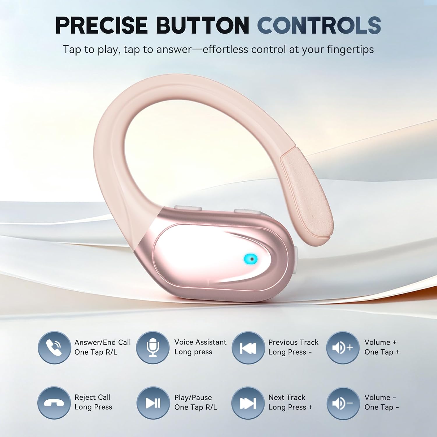 Sports Bluetooth Headphones, 80Hrs Playtime Wireless Earbuds with LED Power Display, IPX7 Waterproof Earphones for