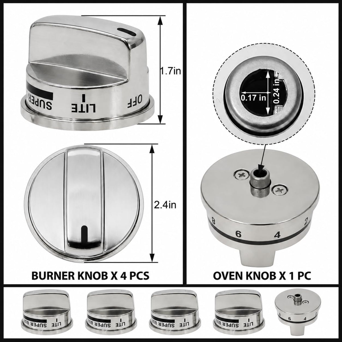 Gas Stove Knobs & Oven Knob Fit for LG LRG30355ST LRG30357ST