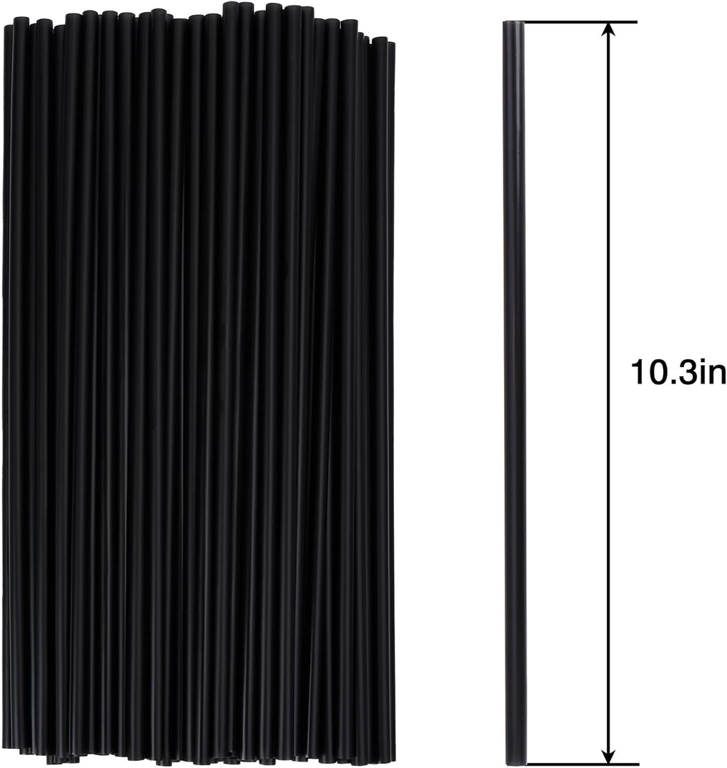 10.3" Disposable Plastic Drinking Straws, 500 Pack, Black
