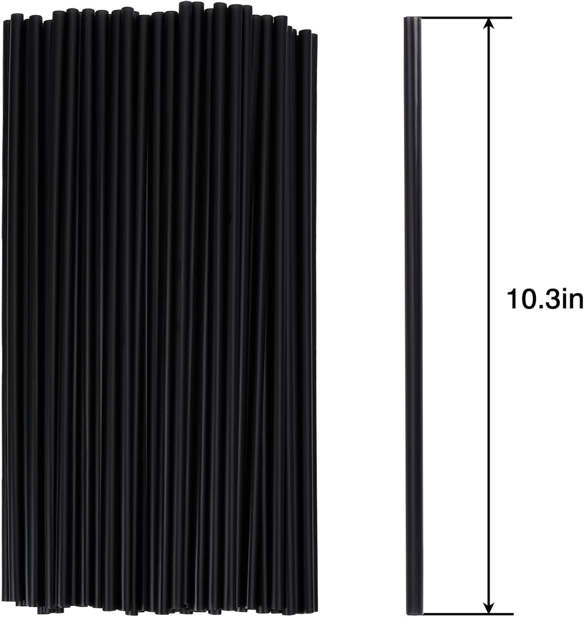10.3" Disposable Plastic Drinking Straws, 500 Pack, Black