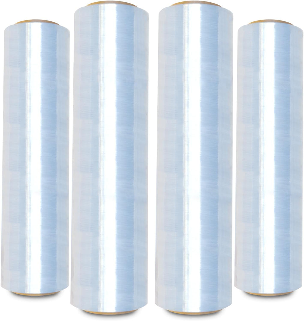 Stretch Wrap, Industrial Strength 4 Roll Clear, 18” x 1500 feet, 80 Gauge (20 Micron), Heavy Duty Plastic Shrink Film