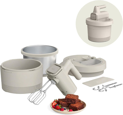 3.5 Qt Hand & Stand Mixer, 2 in 1 Electric Mixer with Bowl, Oatmilk