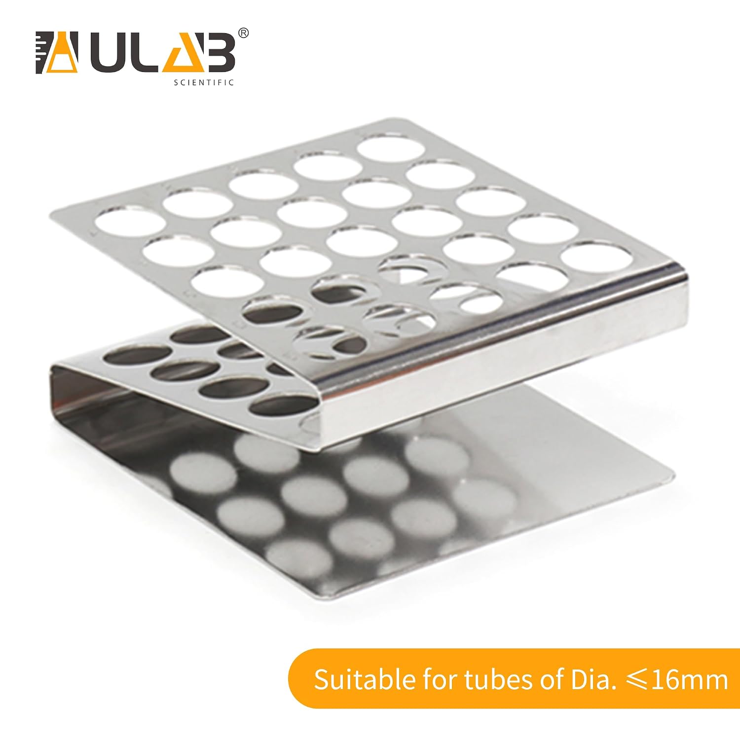 Scientific Test Tube with Tube Rack, Z Shape Stainless Steel Tube Rack, Suitable for Tubes of Dia.≤16mm, 10pcs of