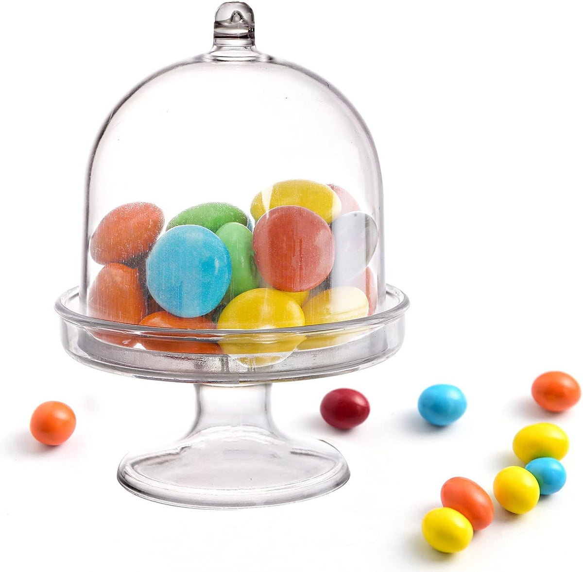 36 Pack Mini Cake Plate with Lid, Plastic Cupcake Stand Dome Cover, Clear Small Cake Display Stand for Chocolate