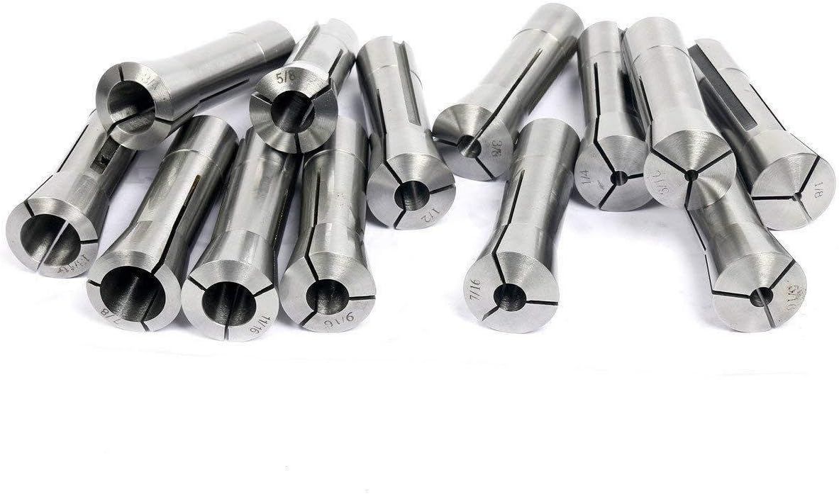 8MILELAKE 13pcs 1/8-7/8" Precision R8 Collets Set Mill Chuck Holder Kit