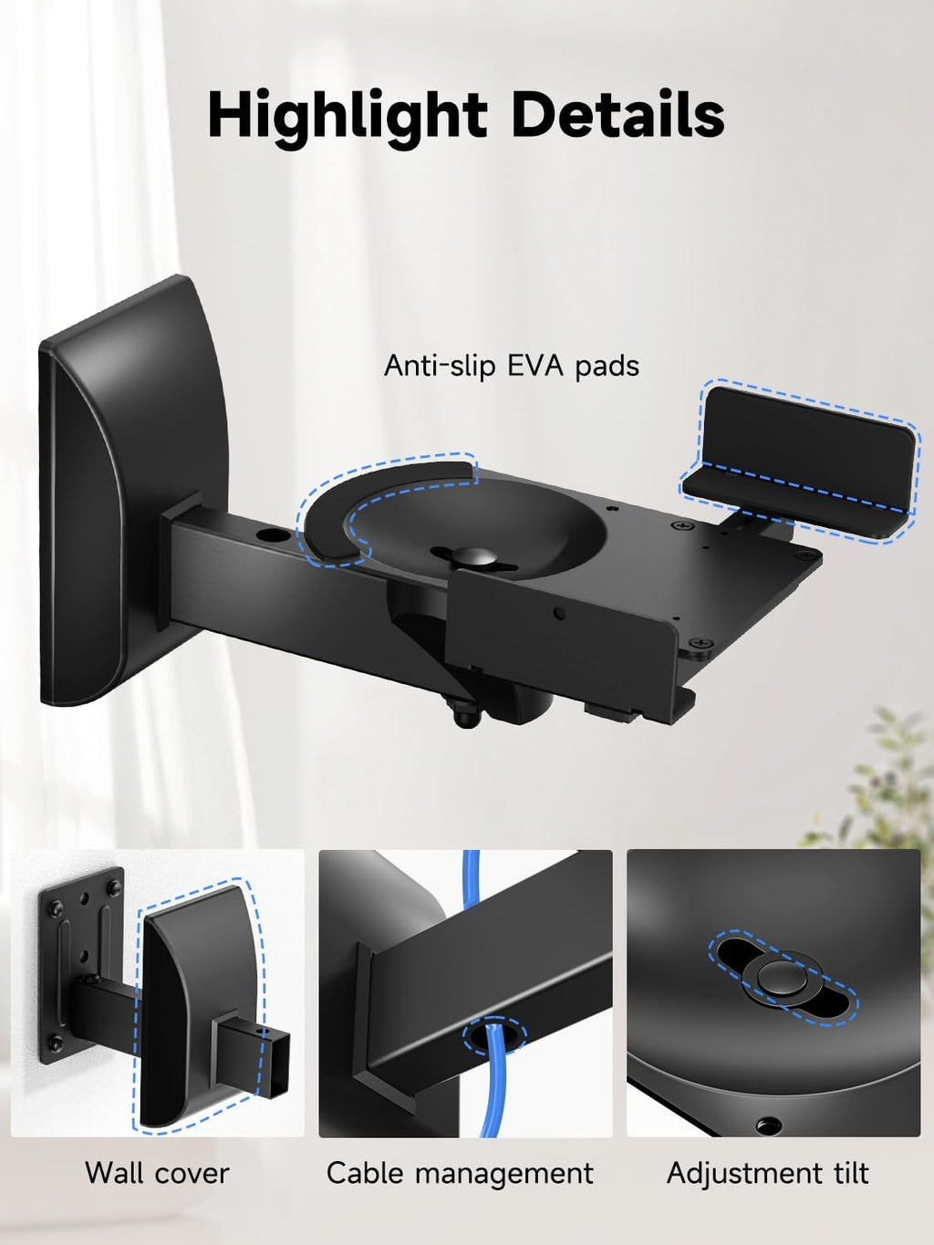 Speaker Wall Mount Adjustable for Large Bookshelf Speaker Mounts | Swivel Speaker Wall Mounts with Surround Sound