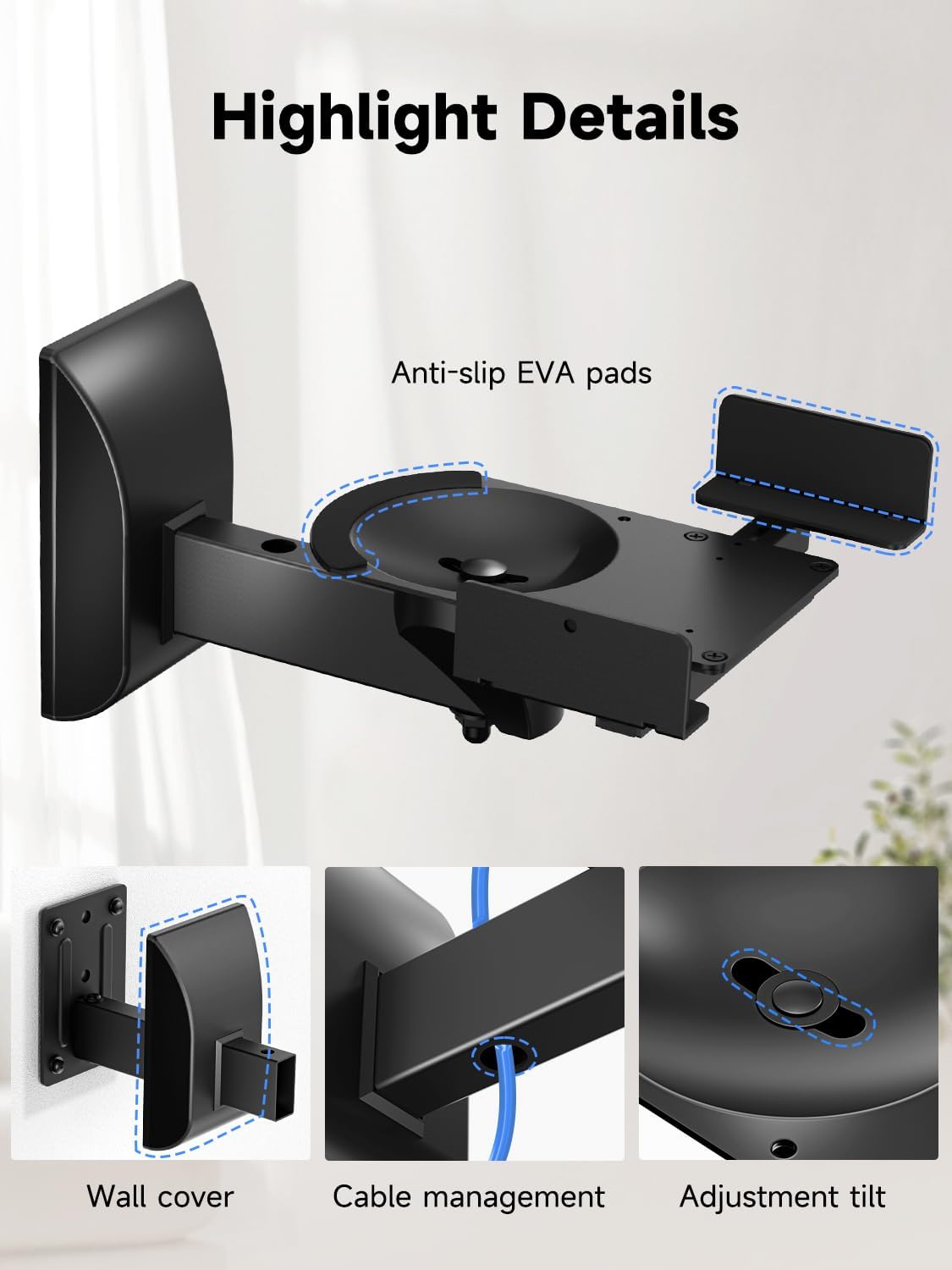 Speaker Wall Mount Adjustable for Large Bookshelf Speaker Mounts | Swivel Speaker Wall Mounts with Surround Sound
