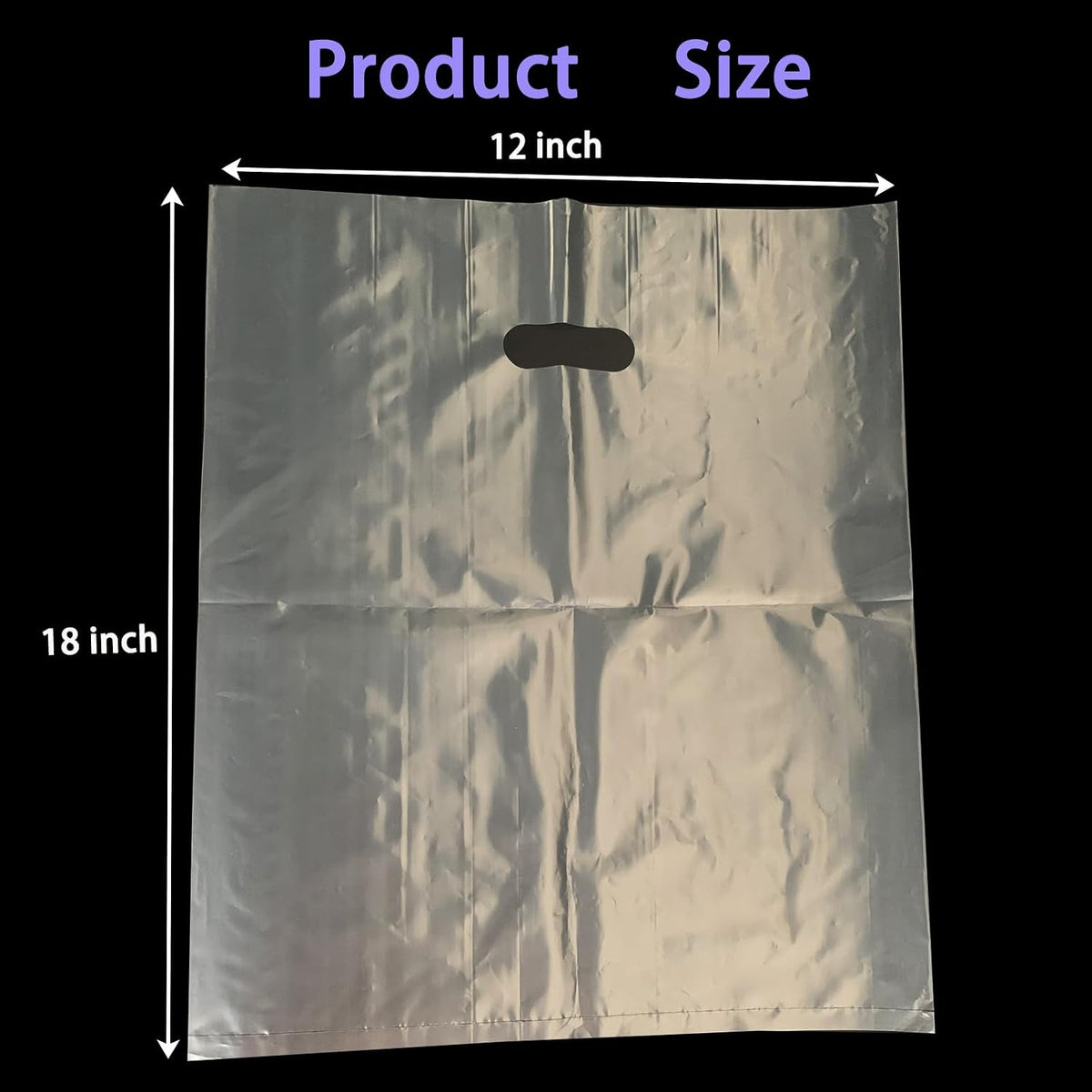 100 Pack 12" x 18"x 2 Mil Thick Clear Plastic Shopping Merchandise Retail Bags with Die Cut Handles