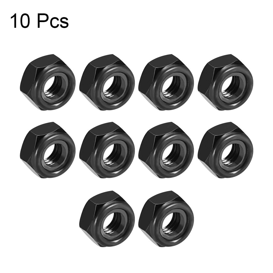 uxcell Hex Lock Nuts - M10 x 1.5mm Nylon Insert Self-Locking Nuts, 10Pcs