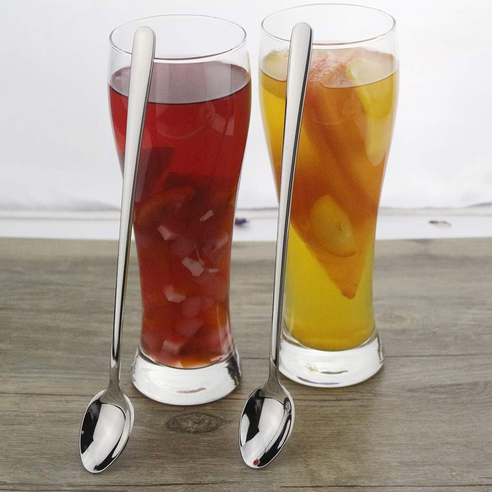 9" Iced Tea Spoons, DEALIGHT 6-Piece Heavy-Duty Long Handled Teaspoons