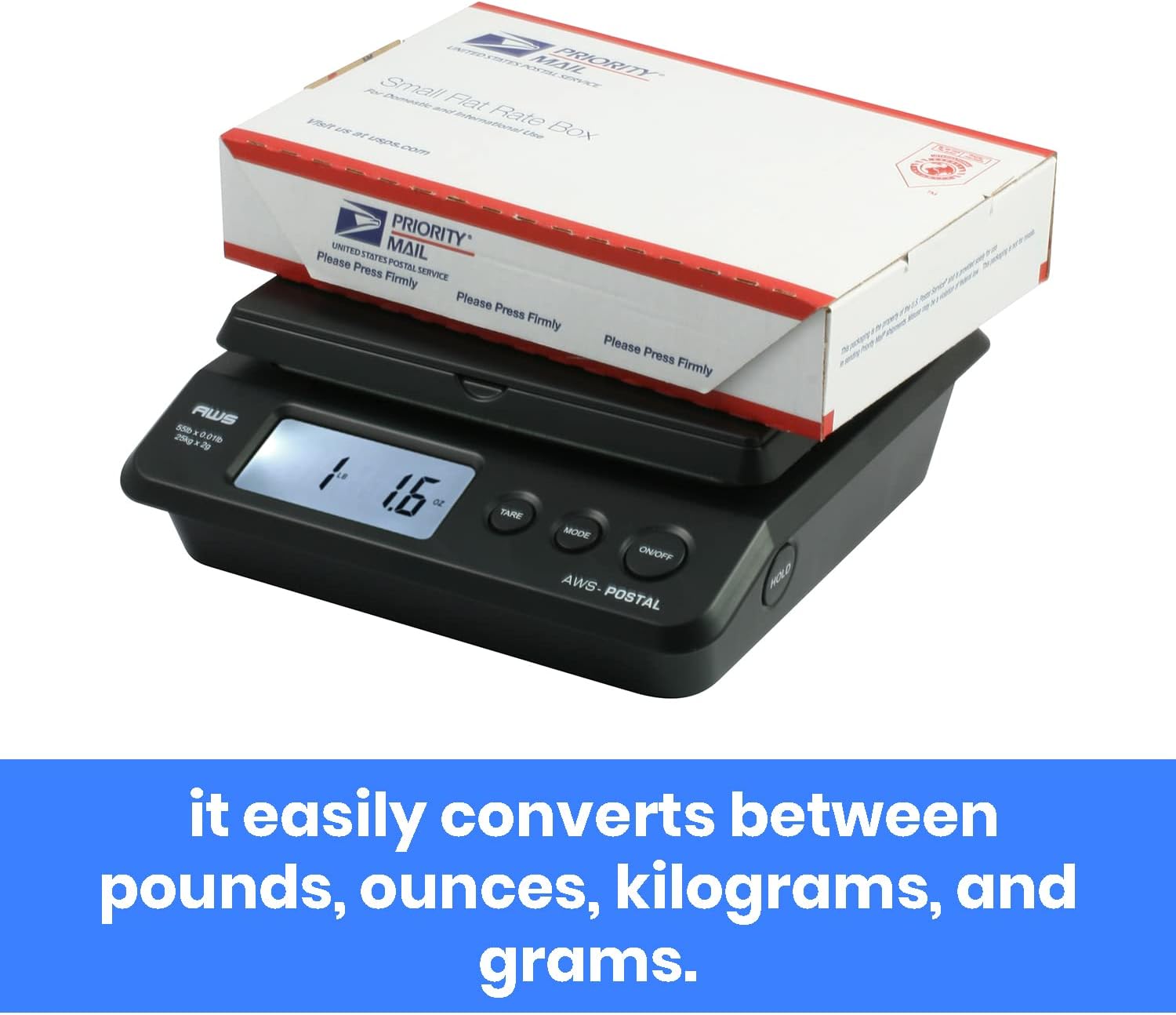 Digital Shipping Postal Scale, Package Postage ScaleBacklit LCD Screen55lbs. x 0.01lbs. (Black), PS-25