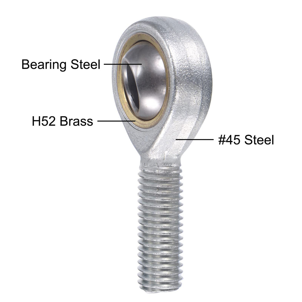uxcell 2pcs SA14TK POSA14 Spherical Rod End Bearing 14mm Bore Self-Lubricated Joint Bearing M14x2.0 Left Hand Male Thread Connector
