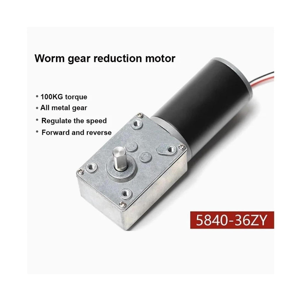 5840-36ZY DC 24V Worm Gear Metal Reducer Motor,Torque 100KG.CM, Speed 40