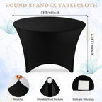 15 Pcs Spandex Round Tablecloth Fitted Stretch, 5 Ft,60inch, Black