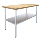 48" x 30" Maple Wood Top Work Table w/Undershelf