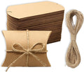 50 Pack Brown Paper Pillow Gift Boxes for Wedding Party Favors