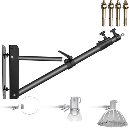 Wall Mounting Boom Arm with Triangle Base for Photography Studio Video Strobe Light Monolight Softbox Umbrella