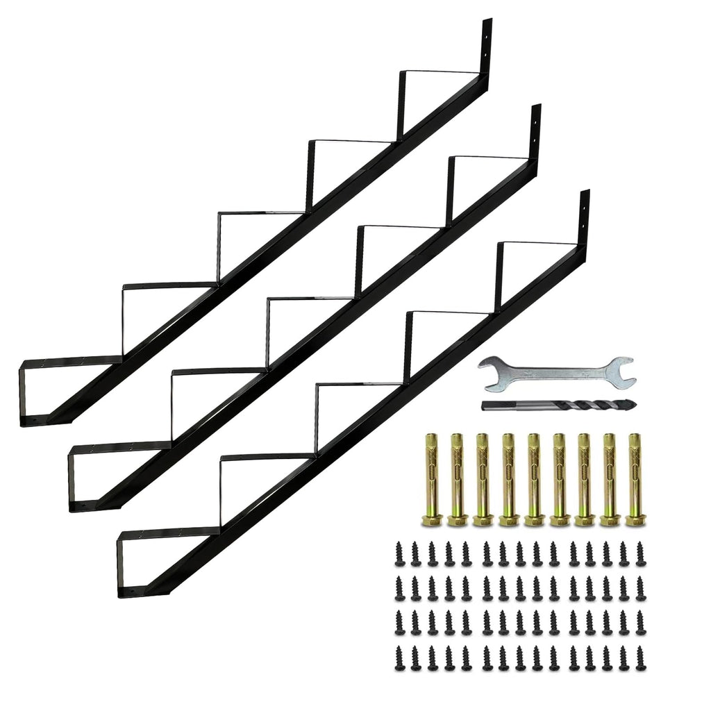 5 Step Metal Stair Step Steel Riser Stringers for 34.7" Height Deck, 3Packs