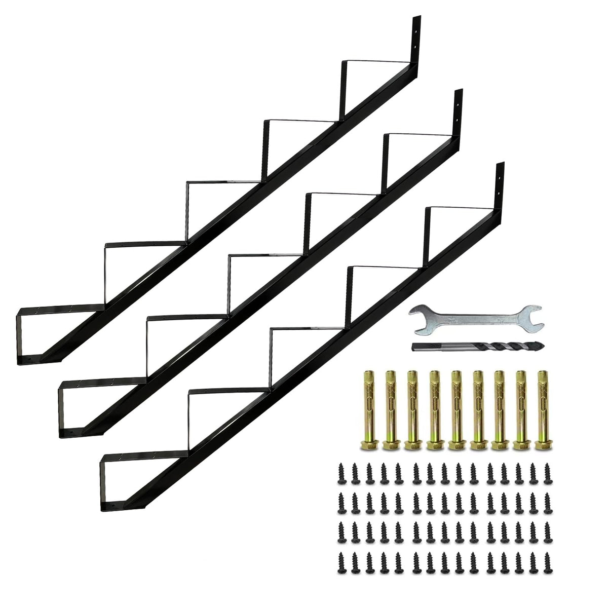 5 Step Metal Stair Step Steel Riser Stringers for 34.7" Height Deck, 3Packs