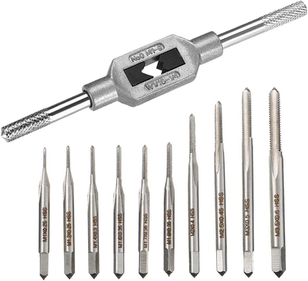 10pcs Micro Taps Bit Small Hand Screw Thread Taps M1-M3.5 with Tap Wrench