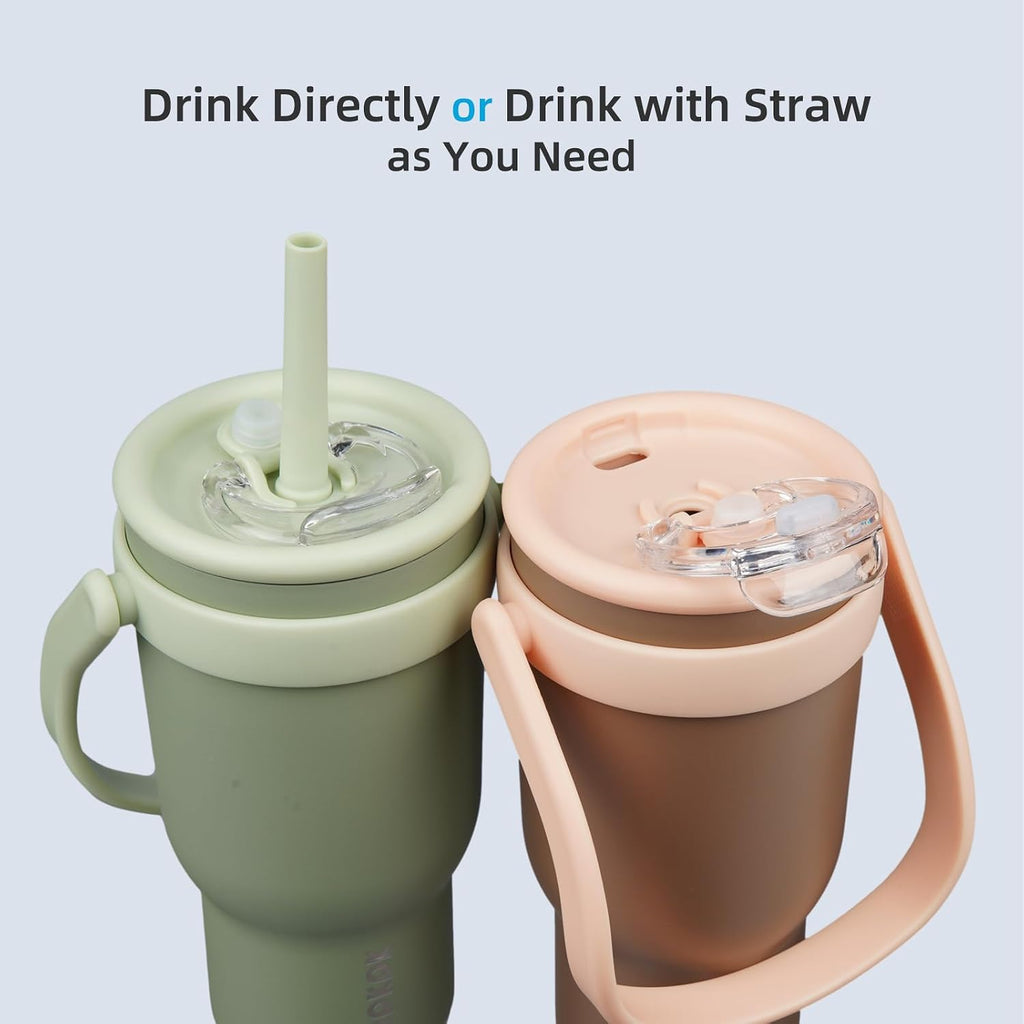 40 oz Insulated Water Bottle with Handle & Straw, Stainless Steel | Double Wall Vacuum, Leak Proof, Sweatproof, Wide